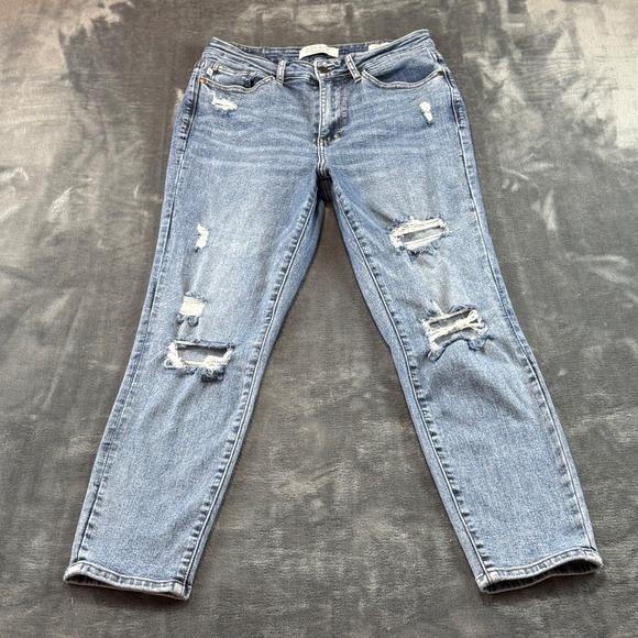 Judy Blue Denim - Judy Blue Slim Fit Distressed Distressed Jeans Medium Wash 9/29 High Rise